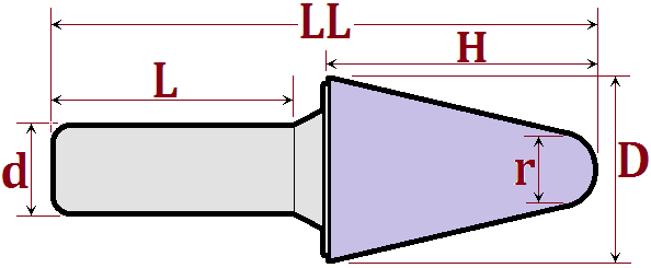 креслення бор фреза сфероконус