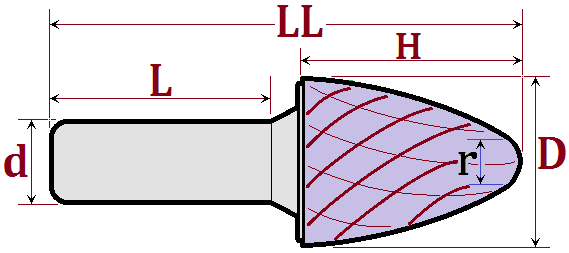 креслення, бор фреза слива, алюміній