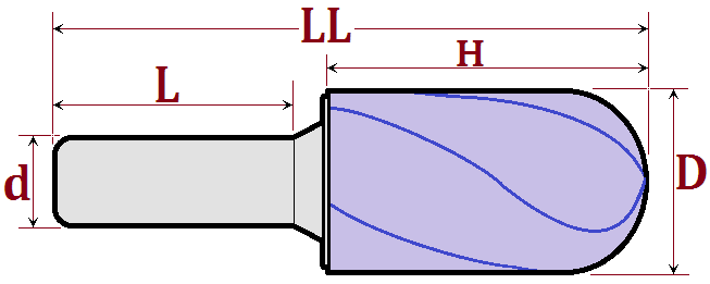 креслення бор фреза сфероциліндр