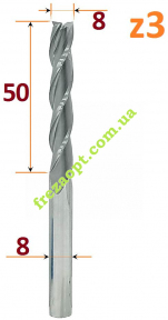 Пазова фреза для деревина, Sekira 602-085-08 (D8-h50-d8-L100)