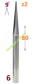Конічна фреза для ЧПК Sekira cnc 607-380-06, R0.5-D1-H32-d6-L80-9°