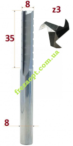 Пазова фреза зі стружколомом, Sekira 641-084-08 (D8-h35-d8-L80)