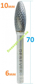 Шарошка слива 10мм по металу, цанга 6мм, DEBEVER // 855-100-06