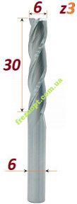 Пазова фреза для деревина, Sekira 602-063-06 (D6-h30-d6-L60)