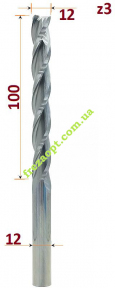 Пазова фреза для деревина, Sekira 602-129-12 (D12-h100-d12-L165)
