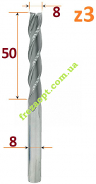 Пазова фреза для деревина, Sekira 602-085-08 (D8-h50-d8-L100)