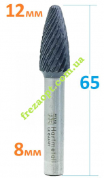 Шарошка напівСлива 12мм по металу, цанга 8мм, PFERD RBF // 854-120-08