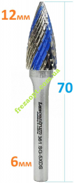 Шарошка полум'я 12мм по металу, Blue Line, цанга 6мм, Lascentrum 361.SG-5XDS // 857-120-06