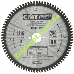 Пильный диск CMT 292.216.80M -5° (216*30*2.8*1.8) Z80
