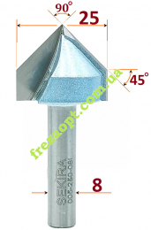 Конічна фреза 90° 25мм Sekira Industry 005-250-08i для V подібного пазування