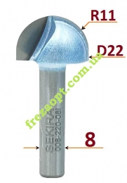 Галтельна фреза Sekira Industry 008-220-08i // D22 R11 d8