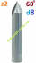 Фреза для гравіювання 60°, 8мм, z2 // 631-886-08, D8*d8*L45